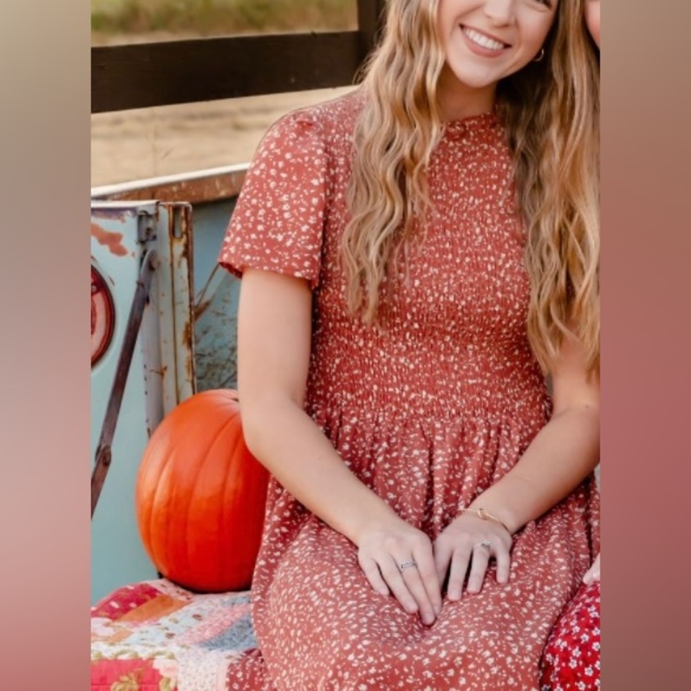 Polagram Rust Floral Maxi Dress 🧡